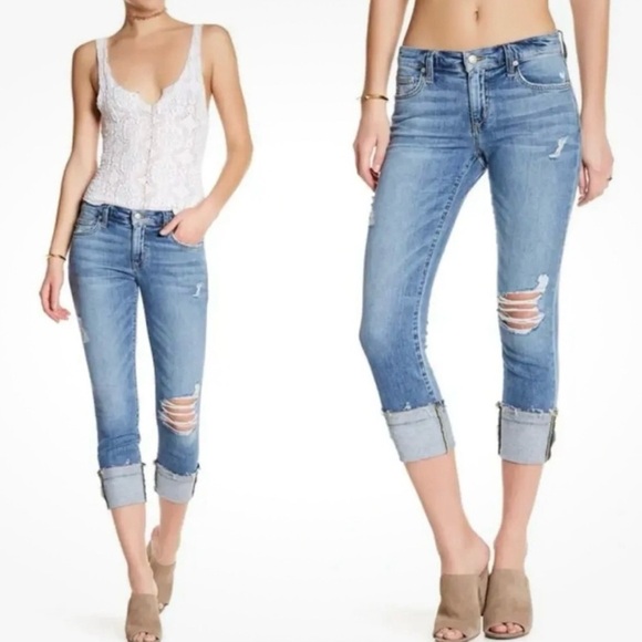 Joe’s Jeans Women’s Size‎ 28 Cuff Crop Distressed Wakley  Medium Wash Mid-Rise - Picture 11 of 11